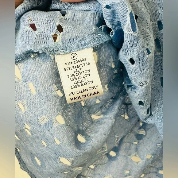 J.O.A. One-Shoulder Blue Eyelet Ruffle Blouse - Size S - NWT - Picture 6 of 11